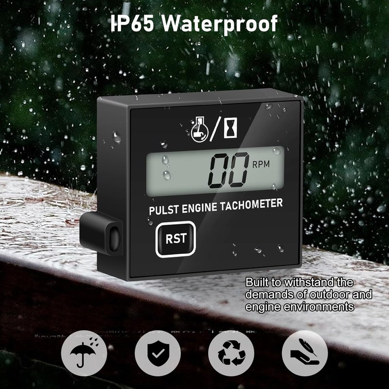 Linkstyle Small Engine Tachometer, Chainsaw Tachometer, RPM Display Compatible with 2 Stroke & 4 Stroke for Chainsaw Marine ATV Motorcycle UTV Engine - Image 3